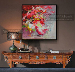 新品纯手绘油画京剧人物中式现代客厅油画玄关装饰书房有框挂画