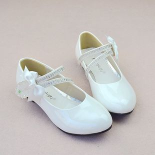 清仓韩版新款大码童鞋女童皮鞋公主鞋漆皮儿童单鞋学生演出鞋白色