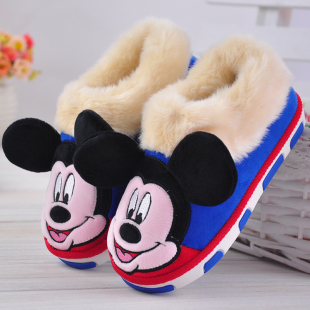 2015新款冬季迪士尼亲子保暖棉鞋宝宝儿童米妮米奇居家防滑棉拖鞋