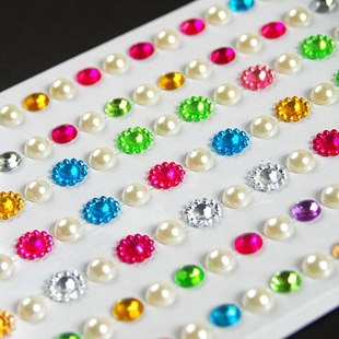 韩国手机装饰彩色水晶贴纸 创意钻石珍珠手工diy贴画 奖励小粘贴