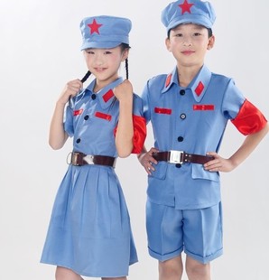 儿童舞蹈幼儿军装小红军演出服红卫兵表演服装男女款小雷锋服装