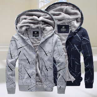 2015冬季新款外套男大童韩版休闲大卫衣全棉加绒加厚棉衣拉链衫