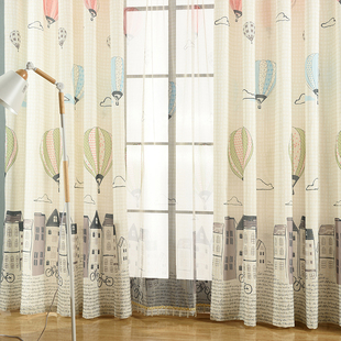 布兰达韩式田园小清新窗帘定制成品客厅卧室气球个性创意遮光窗帘