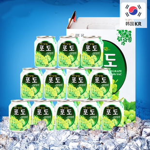 韩国原装进口 九日牌果肉果汁饮料 238ml*12罐装 葡萄口味