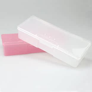 美甲饰品收纳盒 砂条工具盒 甲片盒 塑料盒 饰品盒 透明粉色可选