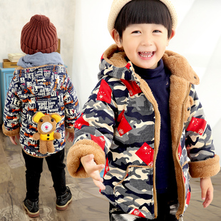 童装冬装新款男童加绒棉衣1-2-3-4-5岁儿童中长款加厚棉袄外套