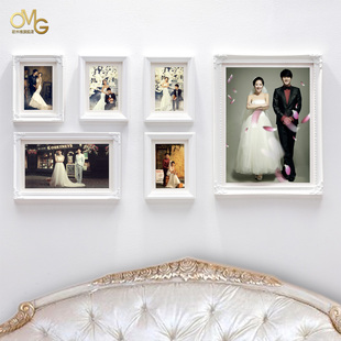欧木格 实木照片墙客厅相框墙欧式相片墙 婚纱照挂墙创意相框组合