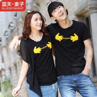情侣装夏装2015新款韩版蝙蝠衫短袖女T恤上衣夏季圆领潮包邮