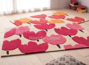 腈纶地毯儿童地毯卡通动漫粉色花朵水波简约卧房客厅书房仿羊毛