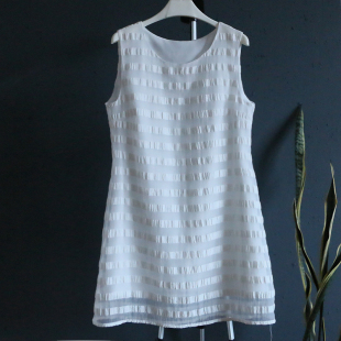 2015夏季新款砍袖套头连衣裙经典款白色打底透明纱休闲百搭连衣裙