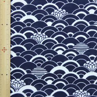 【HE】和风 青海波菊纹样/蓝色 DIY首选面布  布袋 桌布面料