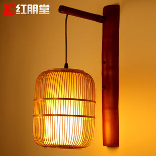 现代古典中式壁灯创意卧室走廊阳台灯饰宜家日式竹艺酒楼墙壁灯具