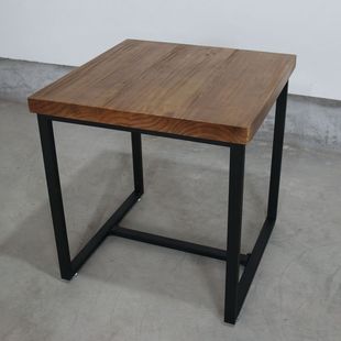 定制 美式复古实木铁艺餐桌椅组合正方形餐桌饭桌办公桌咖啡桌椅