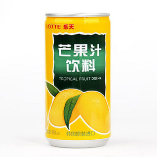 韩国进口饮料 Lotte乐天芒果汁饮料180ml 罐装 夏季必备果汁