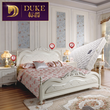 标爵家具 卧室成套家具 韩式床套装组合 青少年实木床+床头柜+床