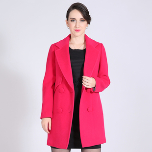 2015冬装新款 莱茨RY5W-YD2203 时尚韩版加棉拼接长袖羊绒大衣女