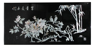 扬州漆器厂 平磨黑底 富贵长春 挂屏 商务工艺礼品 装饰品 壁饰