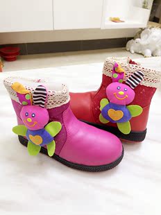 儿童雪地靴中童3-7岁童靴特价靴 女童雪地靴短毛保暖防水/冬款