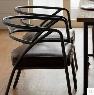 新品餐椅批发复古美式铁艺餐椅可拆卸坐垫餐椅酒吧咖啡厅做旧餐椅
