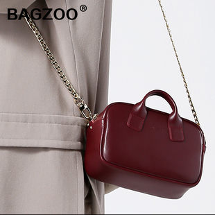 bagzoo牛皮手提包女小包2016新款链条包小方包单肩斜挎迷你小包包