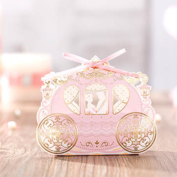 巴伦森结婚糖盒 喜糖盒子 粉色公主风欧式高端婚礼糖盒  2016新品