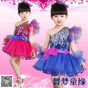 2015新儿童演出服 女童亮片纱裙主持人舞台服装 幼儿园蓬蓬公主裙