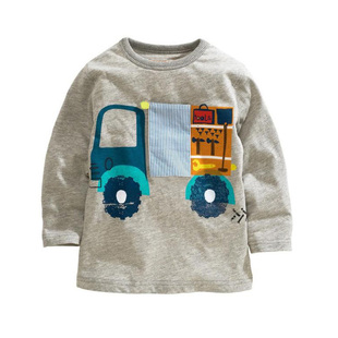 2015秋季韩版新款男童装儿童小宝宝长袖T恤打底衫潮圆领 卡通货车