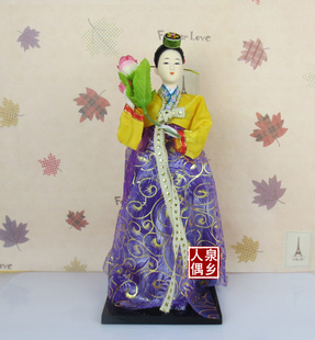 韩国工艺品 韩式绢人娃娃 12寸手工摆件 韩国人偶娟人送人礼品