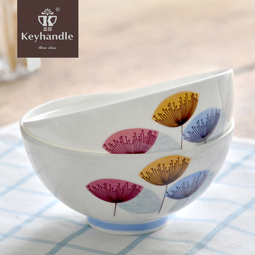 贵邦 创意韩式陶瓷碗 家用套装高脚碗 学生碗可爱碗小米饭碗 汤碗