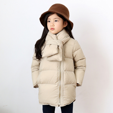 2015冬装新款品牌童装 韩版羽绒棉衣中大童 女童外套加厚送围脖
