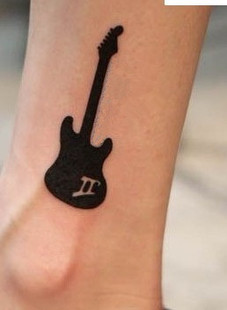 纹艺部纹身贴-黑色吉他 手臂脚踝刺青 经典小图 防水防汗刺青贴纸