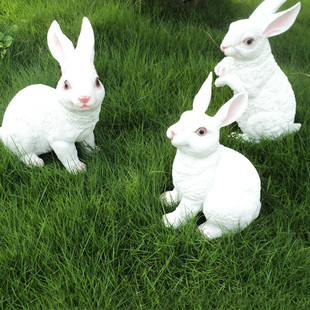 仿真动物雕塑玉兔白兔子摆件户外花园庭院别墅园林装饰摆设工艺品