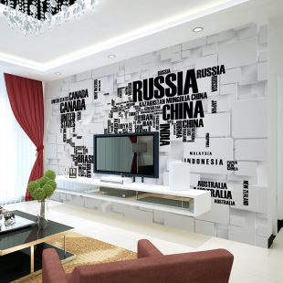 客厅电视背景墙纸无纺布壁纸3d欧式立体大型壁画自粘无缝墙布地图