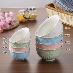 陶瓷巴洛克欧式风格浮雕白瓷米饭碗汤碗面碗彩色碗西餐具厂家直销