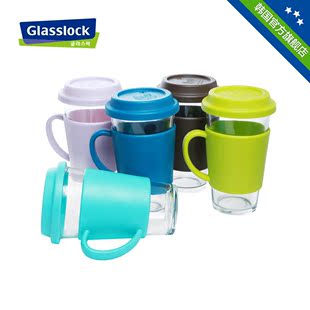 Glasslock韩国原装进口钢化玻璃牛奶杯带手把水杯五色500ml