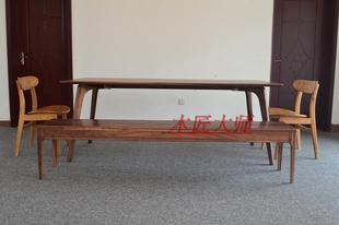 黑胡桃纯实木长条凳，方凳，大师设计长条凳北欧宜家凳子简约现代