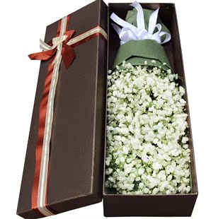 全国杭州同城鲜花速递粉白满天星花束礼盒送闺蜜生日礼物花店送花
