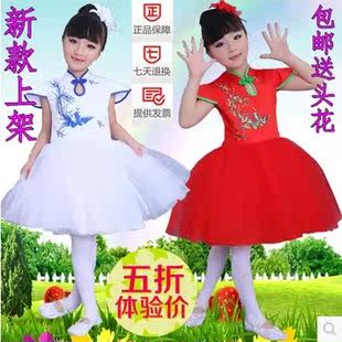 六一新款儿童民族演出服中式刺绣女童蓬蓬裙舞蹈女童古筝连衣纱裙