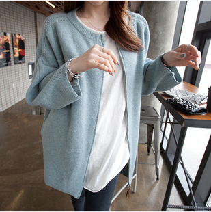 秋季新品2015韩版短款蝙蝠袖大码宽松厚毛衣针织开衫女装外套
