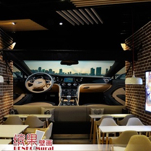 3D立体汽车背景墙墙纸酒吧KTV休闲吧游戏厅网咖大型壁画欧式壁纸