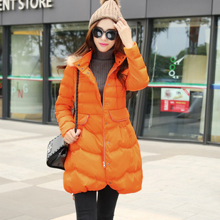 可货到付款2015秋冬新款时尚韩版中长款女式棉衣加厚保暖外套特价
