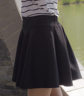 2015新款韩国高腰半身裙短裙女 太空棉百褶蓬蓬裙a字黑色太阳裙子