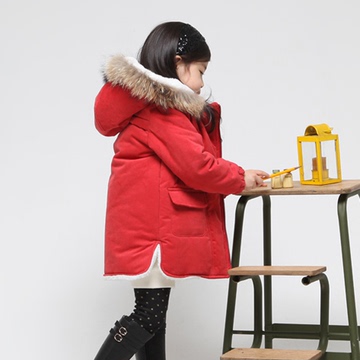 2015冬装新款品牌童装 韩版女童棉衣中长款外套 儿童加厚时尚棉衣