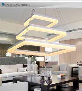 现代简约LED吊灯正方形客厅灯亚克力吊灯餐厅吊线灯方形创意灯具