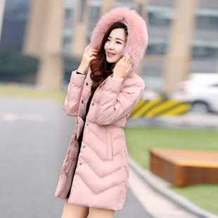 2015冬装新款大毛领羽绒棉服女韩版修身显瘦中长款加厚棉衣外套