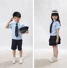儿童表演男女孩飞行员服小交通服装幼儿园演出服