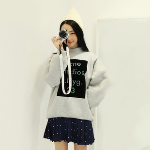 2015冬装新款字母套头卫衣女韩版潮学生加绒加厚长袖宽松大码上衣
