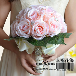 包邮超大玫瑰韩式新娘仿真手捧花伴娘团婚庆结婚影楼摄影粉色花球