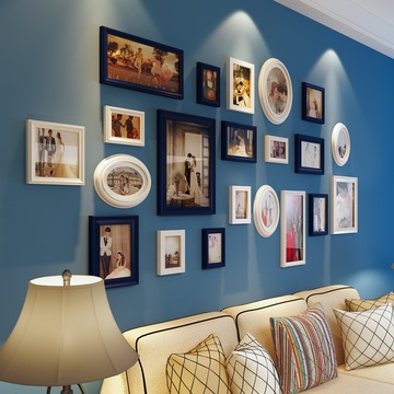 实木照片墙 创意客厅相片墙 欧式餐厅卧室地中海相框墙组合