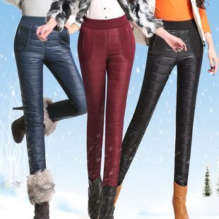 2015新款韩版保暖修身加厚高腰羽绒裤女外穿显瘦加绒小脚羽绒棉裤